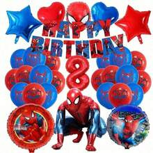 42pcs Spider-Man Theme Party Birthday Celebration Foil Balloons Party Supplies Set