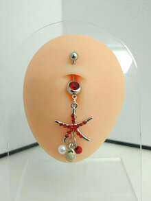 1pc Fashionable Belly Button Ring With Gun Shaped Pendant And Inlaid Rhinestone For Everyday Wear, For Women - pistol navel ring - View 3