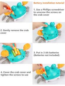 升级版爬行螃蟹玩具——外观逼真，可水平行走！这款智能螃蟹能够自动避开障碍物，并配备2个LED眼睛。内置动态音乐和音效，可一键关闭。升级版还可调节行驶速度。