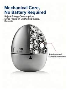 2个/1个创意厨房机械计时器，不锈钢蛋形/苹果形计时器，60分钟，学生烘焙烹饪提醒器 - 彩色 - 查看 8