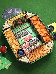 3pcs Football Party Disposable Paper Food Trays,Game Day Food Trays For Parties,For Football Stadium Party,Tailgate,Football Match Celebration Decorations And Keepsakes - Multicolor - View 2