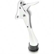 HOMEandI One Touch Easy - Tope de puerta con pedal fácil de usar en altura ajustable con punta de goma tipo tornillo de palanca de resorte blanco 4 pulgadas x 1 paquete - blanco - Ver 1