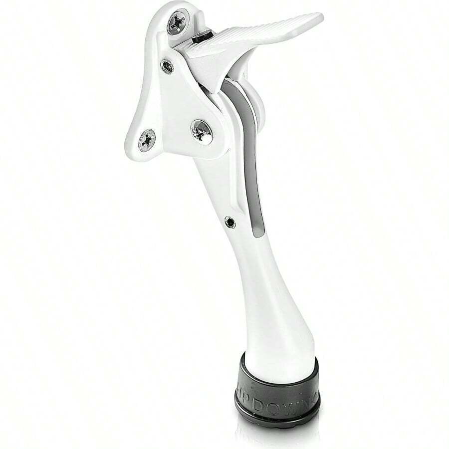 HOMEandI One Touch Easy - Tope de puerta con pedal fácil de usar en altura ajustable con punta de goma tipo tornillo de palanca de resorte blanco 4 pulgadas x 1 paquete - blanco - Ver 1