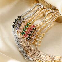 Colorful Zirconia Shiny Copper Bracelet, Suitable For Daily Wear - Green - View 6