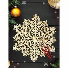 4pcs, Christmas Snowflake Placemats, PVC Placemats For Christmas Table Decorations, Vase Mats, Christmas Table Snowflake Decorative Protective Mats.