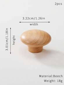 2个装木质单孔抽屉拉手，圆形球形和方形卡通风格木质橱柜/衣柜把手，适用于儿童房 - 胡桃木櫸木 - 查看 7