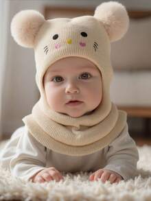 1pc Kids/Toddlers Solid Color Cute Knit Beanie Hat, Suitable For Autumn/Winter To Keep Warm, Casual Daily Use And Outdoor Activities - 1PC - View 2