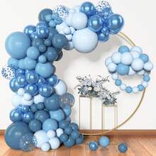 100pcs Grey Blue Sand White Brand Gold Balloon Arch Set, Suitable For Boy Birthday And Baby Shower, Foil Sequin Balloons - Baby Blue - View 10