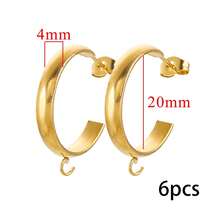 6/10件/批 金色不锈钢C形耳环制作配件钩连接器耳环底座耳钉组件零件散装DIY珠宝配件耳环 - C形耳環 - 查看 8