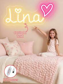 Customized Neon Name Sign, Personalized Name Light, Neon Wall Decor - Adjustable Brightness, USB Powered, Customized Gift For Boys And Girls - Warning Light - View 4