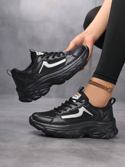 Trendiga Chunky Sneakers 2025, Ins Influencer Style, Platå, Lätt, Mjuk Sula, Lyxiga Sneakers