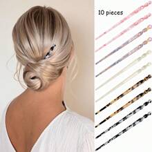 Hair Sticks Leopard Print Hair Pins, Tortoise Shell Hairpin Vintage Hair Chopsticks Retro Hairpins Disk, Hair Accessories - 優質的 - 查看 2