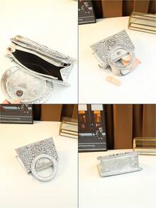 New Fashionable Luxury Women's Versatile Dollar Sign Rhinestone Decor Handbag, Suitable For Evening Party - Multicolor - View 10