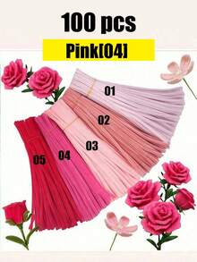 51/100/200/400根彩色雪尼尔绒条超值装，60色柔软蓬松的管道清洁刷，适用于DIY手工、插花和学校项目，30厘米优质金属丝，适用于美术课、装饰和礼品包装