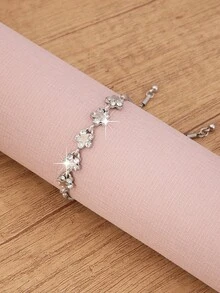 1 chiếc vòng tay hoa năm cánh thời trang, vòng tay hình hoa và vòng tay hoa năm cánh cho bé gái (vòng tay có thể điều chỉnh) làm quà tặng cho bạn bè - Bạc - Xem 4