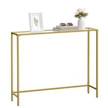 Console Table, Entrance Table, Sofa End, Tempered Glass Table Top, Easy Assembly, Adjustable Legs, For Living Room, Entryway, Hallway, Light Gold And Transparent - Gold - View 7
