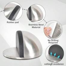 6 Piezas Tope Para Puerta Tipo Media Luna Domo Ovaler Bodentürstopper Bodentürstopper aus Bodenmontierter Türstopper mit Schrauben zum Schutz von Wänden und Türen - plateado - Ver 3