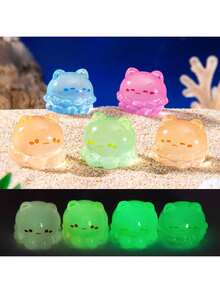 6/12/24pcs Luminous Mini Resin Jellyfish, Cute Sea Animals Miniature Jellyfish Figures Tiny Small Resin Jellyfish Figures Glow In The Dark Mini Resin Animals For Home Party Miniature Landscape Decoration(Random Color) - Multicolor - View 4