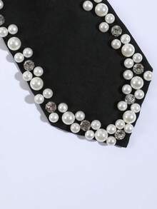 1 buc cravată elegantă pentru femei, cravată decorată cu perle, lucrată manual, cravată reglabilă din mătase, cravată pre-legată, pentru evenimente formale, întâlniri de afaceri, cravată pentru nunți, cravată neagră, cravate (mărgelărie lucrată manual, mărgele aranjate aleatoriu) - Multicolor - Vizualizare 7