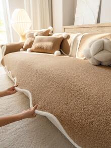 1件加厚绒面沙发套，提花秋冬沙发垫，保暖柔软，宠物友好，防污防刮，四季皆宜，适用于客厅、卧室、户外，适合1/2/3/4人沙发