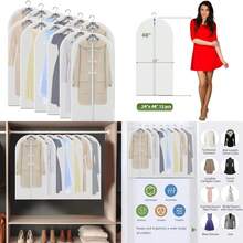 Paquete de 12 bolsas transparentes para ropa de 48 pulgadas, fundas de almacenamiento a prueba de polvo con cierre completa, organizadores colgantes extralargos para trajes, vestidos(default) - Multicolor - Ver 1