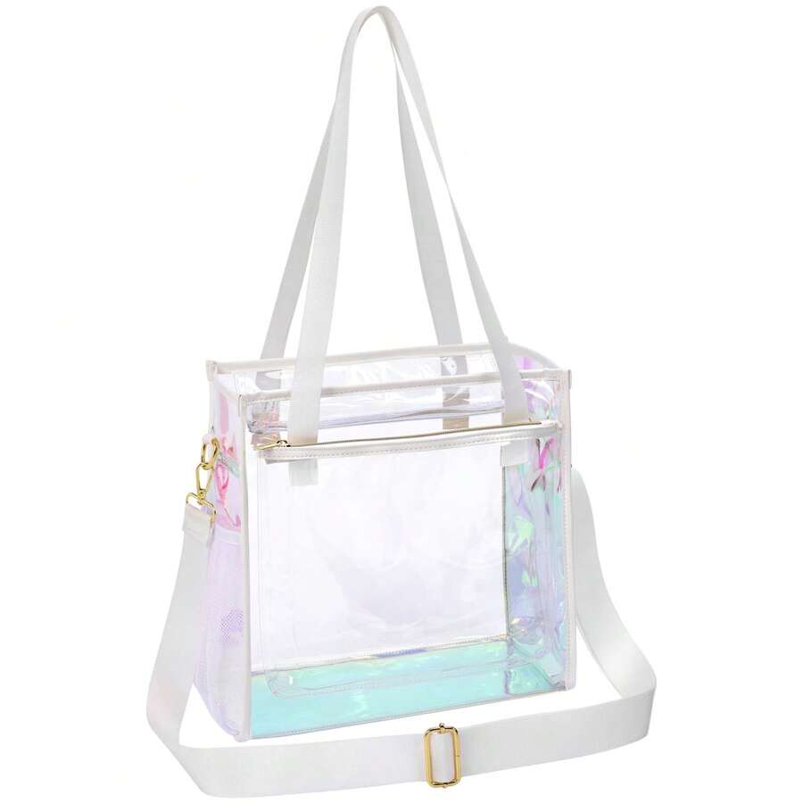 Clear Tote Bag Stadium Approved – Transparent Handbag With Pouch For Concerts And Sports - Trắng 002AAD - Xem 1