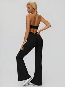 MASKERT Leggings elásticos para mujer para deportes, pantalones de yoga suaves y cómodos, perfectos para correr, hacer ejercicio, estar en casa y desplazarse - Negro - Ver 4