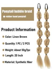 2pcs 20 Inch Ponytail Wig Female Bubble Braid Natural Dye Twist Braid Tie-Up Dreadlocks1 Double Ponytail Lantern Braid - Multicolor - View 4