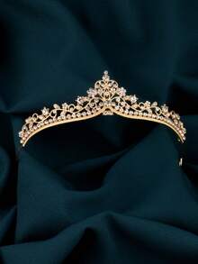 Nueva diadema de corona de cristal de aleación dorada, accesorios para vestido de novia, corona de regalo de cumpleaños 18, coronas, tiara, corona de disfraz, tocado - Dorado - Ver 5