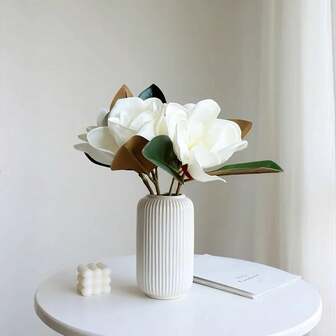 1 pieza Flor artificial de tacto real Magnolia blanca cremosa del sur, Magnolia Grandiflora artificial realista para decoración del hogar