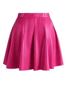 EARO Women's Metallic Pleated Mini Skirt - Hot Pink - View 2