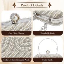 Gets Womens Pearl Clutch Purse Beaded Evening Handbag With Chain Bridal Wedding Party Bag Luxury Elegant Small Bag Formal Occasion Accessories Fashionable Chic Design - Màu be - Xem 5