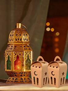 1/10/20个装牛皮纸礼品盒，镂空星月图案，棕色牛皮纸糖果盒，适用于派对、礼品包装和纪念品 - 彩色 - 查看 6