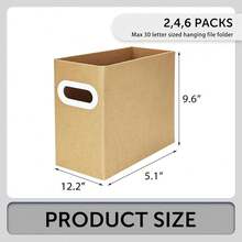 Hanging File Organizer, Cardboard File Folder Organizer For Letter Size, Desk Documents Storage Box, Portable File Folder Holder Boxes For Office, Home, Schoolsss, Only Box.(2 Packs),LetterSize-2Packs,Brown - Brown - View 3