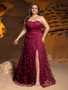 Faeriesty Váy dạ hội chữ A hở vai hở cao họa tiết hoa dành cho phụ nữ ngoại cỡ - Hoàn hảo cho các buổi dạ hội trang trọng, dạ hội từ thiện, sự kiện thảm đỏ, tiệc kỷ niệm lớn và tiệc chiêu đãi của Tổng thống - Đỏ - Xem 7