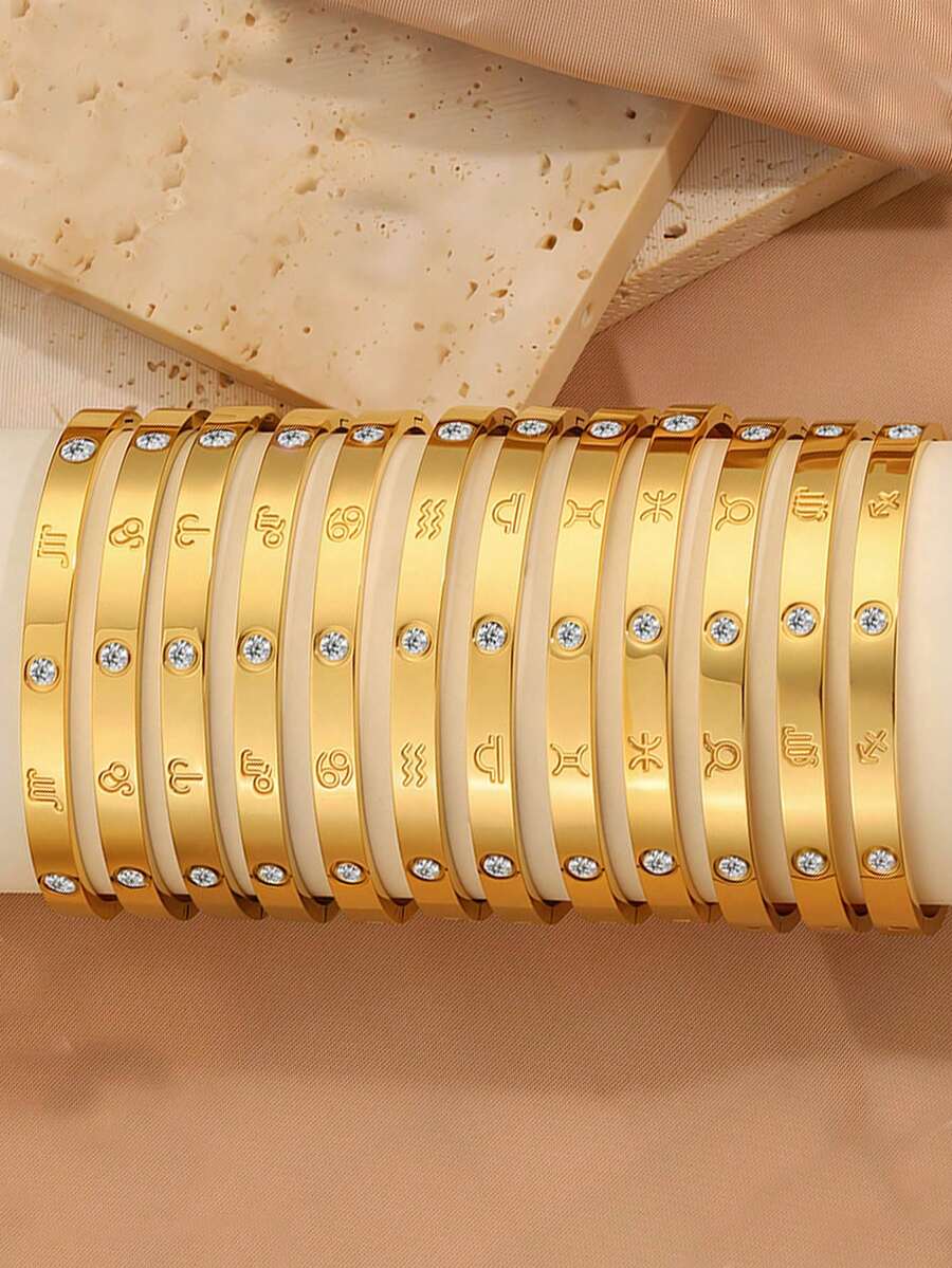 男女通用十二生肖祝福手链，18K镀金不锈钢材质，幸运符，送给爱人的礼物，生日礼物