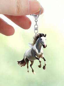 1pc White Horse Acrylic Pendant,Acrylic Keychain , Backpack Pendant, Bag Accessories,2D Flat Pendant,Multifunctional Accessories For Car Keys, Acrylic Decoration Car Pendant,Cute Horse Cartoon Family Keychain Bag Decoration ,Lobster Buckle Pendant,The Perfect Gift For Horse Lovers,Birthday Gift,Perfect For Car Keys, Backpacks - Multicolor - View 4
