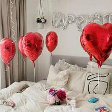 5/10pcs 18inch Heart Love Mylar Balloons, Heart Shaped Helium Foil Balloons Happy Anniversary Engagement Wedding Bridal Valentine's Day Birthday Party Decoration Theme Party Supplies - Multicolor - View 8