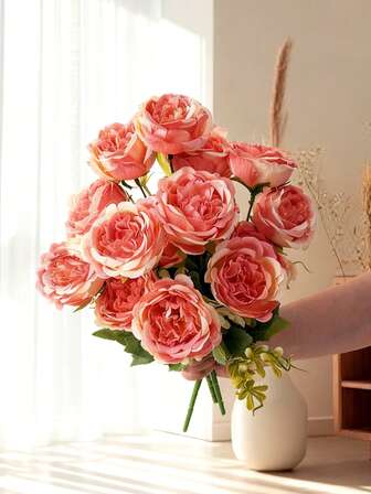 1PC Artificial Peony Rose Flowers Bouquet For Wedding Decoration,Fake Plants Room Decor Fall Decor Fake Flowers Garden Spring Decor Centerpieces Bride Holding Flower Material, Wreath Material, Home Bedroom Vase Decoration,Spring Outdoor Garden, Birthday Party, On-Site Decoration, Valentine's Day Gift, And New Year Decorations, Valentine Day, Gift Gifts Graduation