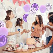 60个薰衣草紫色气球套装，包含白色气球、金属紫色气球、浅紫色薰衣草色气球和淡紫色纸屑乳胶气球，适用于生日、婴儿派对、婚礼派对装饰，也是婴儿派对礼物的理想之选。 - 淡紫色 - 查看 6