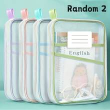 A4 双层尼龙网眼整理袋，厚 L 形文件夹大容量网眼文件袋，适合学生 - 便携式拉链背包，带手柄的科目分类袋，透明学生考试袋，文件夹，书籍和作业收纳袋，适用于学校用品，返校 - 彩色 - 查看 12