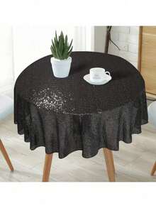 Sequin Tablecloth 48x95 Inches Rectangle, Glitter Table Cover Sparkly Classy Elegant Tablecloth For Christmas, Halloween, Weddings, Birthday Parties, Valentine's Day, Candy Buffets, Exhibitions, Graduation Ceremonies, Table Decor, Home Decor - Solid Color - View 3