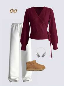 Knotted Comfortable & Elegant Cardigan Sweater, Unique Styling, Suitable For Autumn/Winter Everyday, Commuting, Dating, Travel And Various Occasions