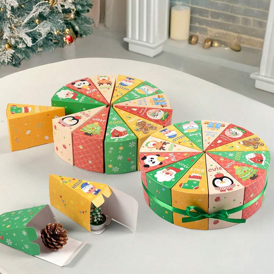 Cajas de calendario de Adviento, caja sorpresa navideña vacía en forma de disco de 12 días - Multicolor - Ver 1