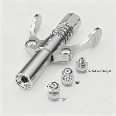 1 buc pistol de ungere, cuplaj pistol de ungere, eliberare rapidă cu blocare cu mâner dublu, oțel inoxidabil și aliaj de aluminiu, se potrivește cu duza de ungere de 1/8", accesoriu de lubrifiere cu autoblocare de înaltă presiune