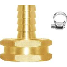 10pcs 1/2 Barb X 3/4 Female GHT Thread Swivel Hex Brass Garden Water Hose Pipe Connector Copper Fitting With Stainless Clamp For House Plumbing Repair Boat Water System Connection Lawn Irrigation Setup Power Washer Attachment Outdoor Garden Water Distribution And General Industrial Plumbing Applications - 34GHT女性 - 查看 2