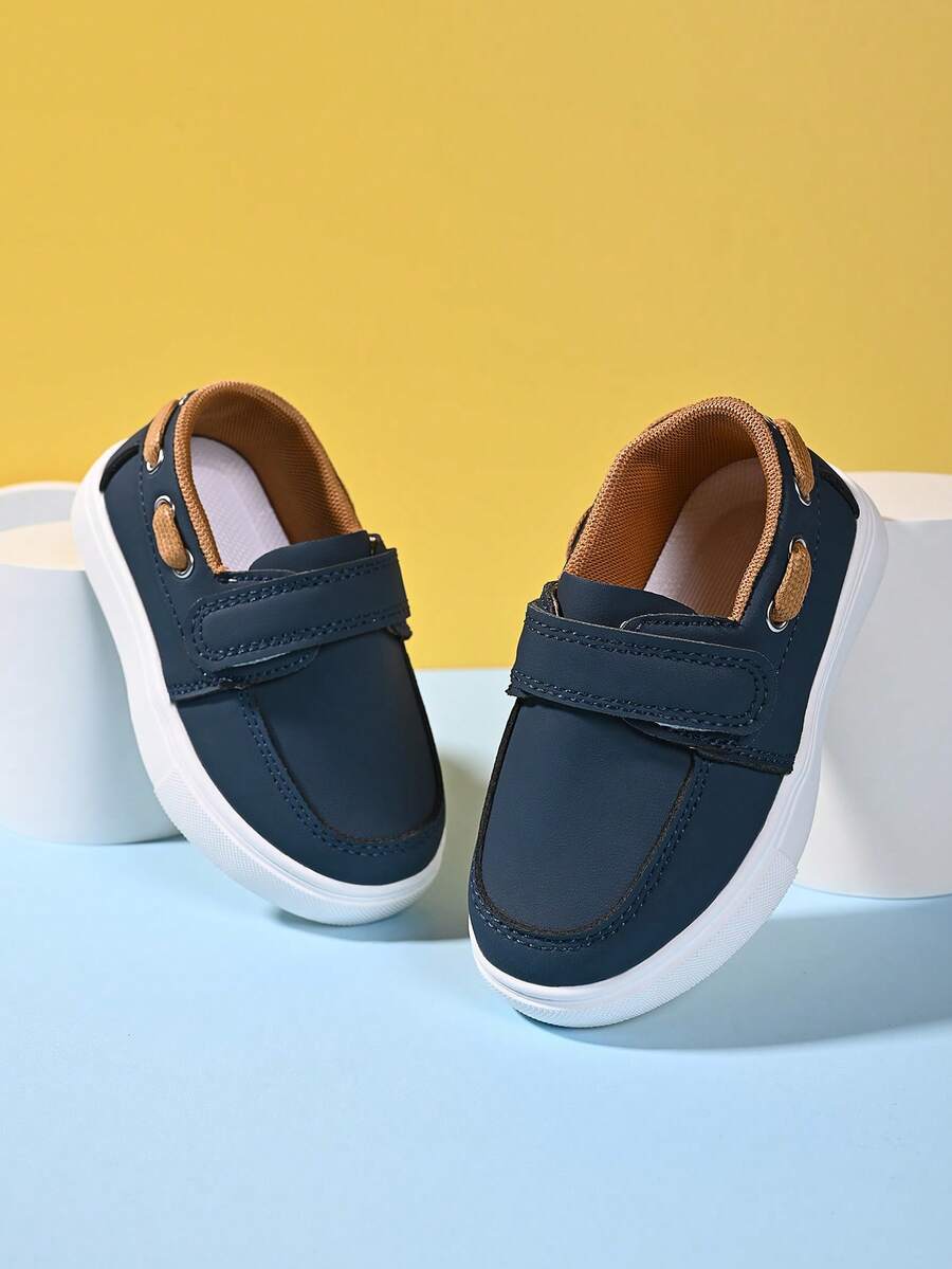 New Spring/Summer/Fall Kids' English Style Hook And Loop Slip-On Anti-Skid Wear-Resistant Soft-Sole Breathable Comfortable Casual Loafers - Blue - View 1