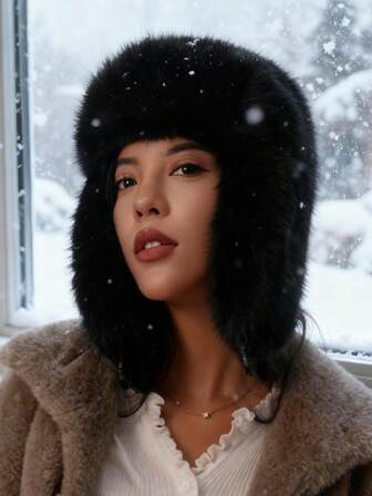 1pc Unisex Waterproof Earflap Beanie, Warm Windproof Ski Mask Knit Hat For Autumn/Winter