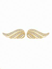 1 Đôi bông tai hình cánh thiên thần, thiết kế cánh thanh lịch đính đá giả, bông tai đa năng, quà tặng ngày lễ tình nhân - phong cách 1 - Xem 3
