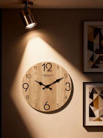 1 件 10-16 英寸简约仿木纹理木质挂钟 - 电池供电，圆形静音无滴答挂钟，适用于客厅、卧室、装饰、厨房、家居装饰、圣诞节/节日礼物（不含电池）房间装饰时钟墙壁卧室装饰宿舍装饰返校学校装饰学校惊喜